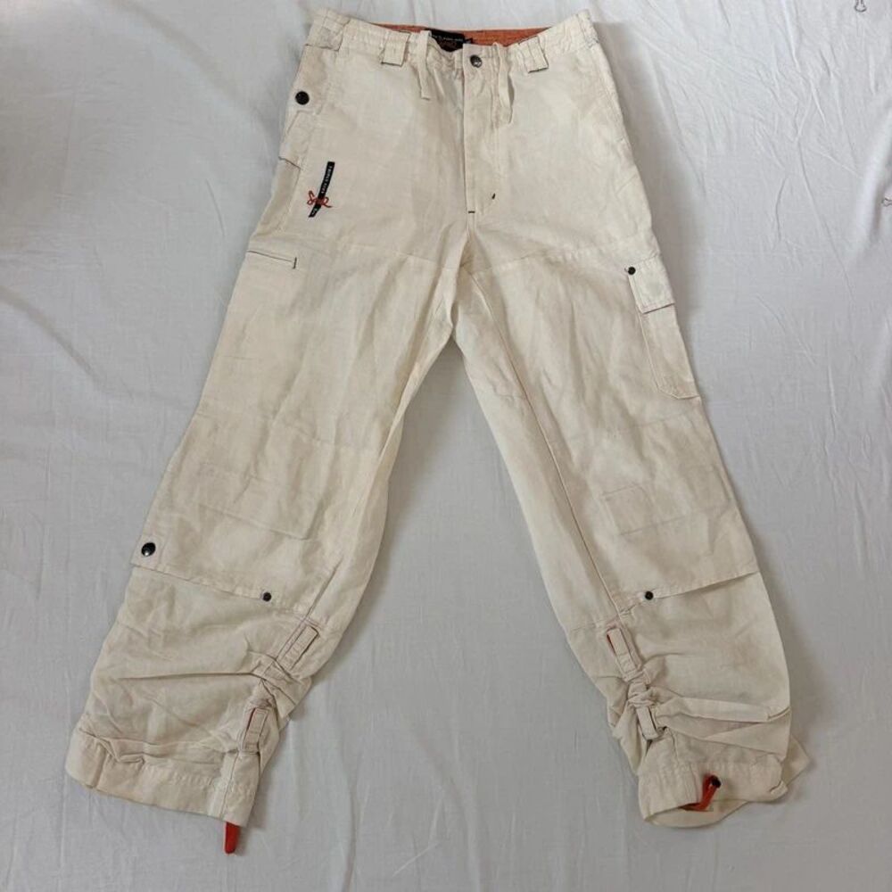 Triple Five Soul NYC Cargo Pants Mens 30 Linen Baggy Convertible Military Y2K